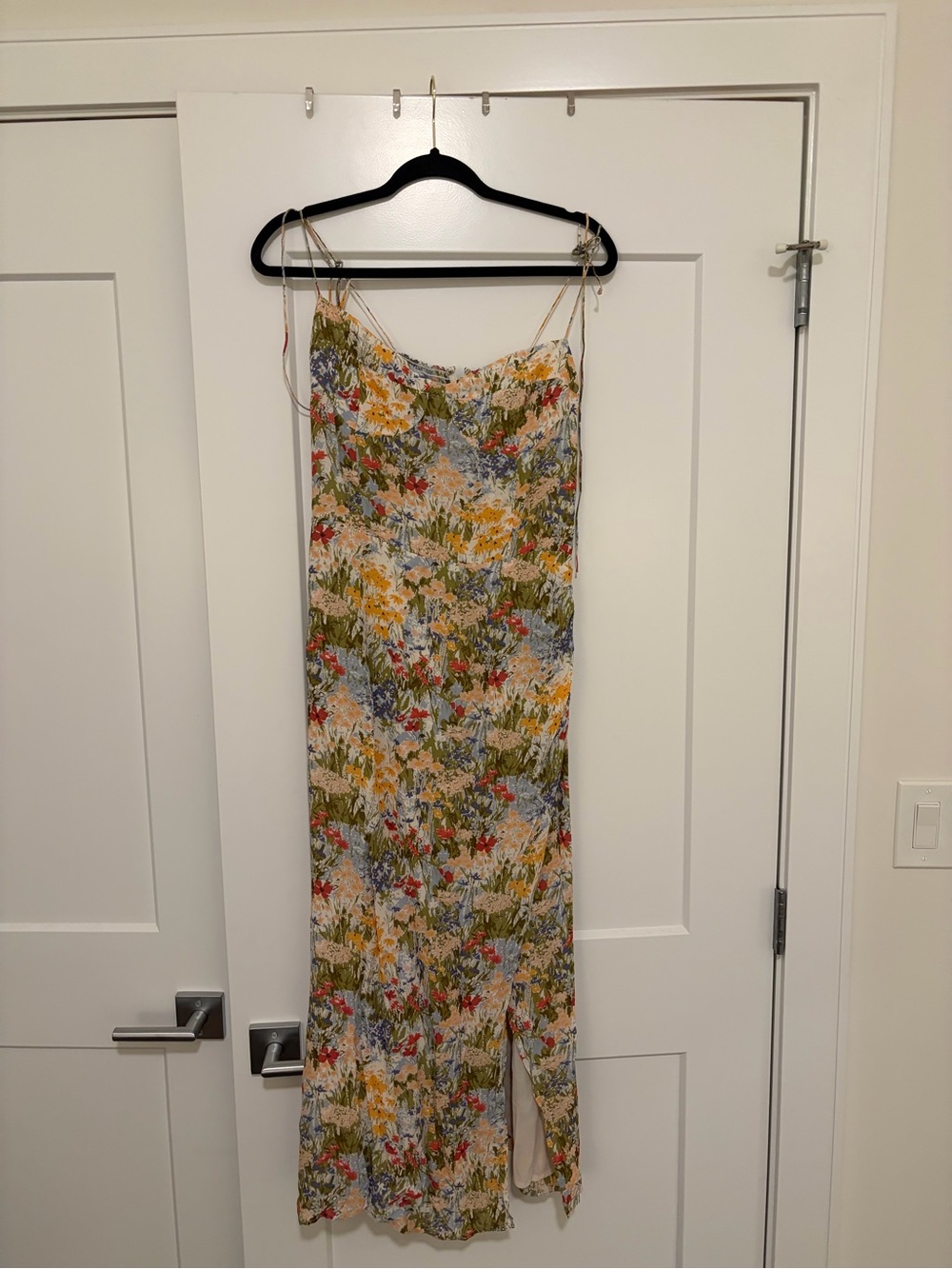 Reformation Floral Midi Slip Dress in Cream, Yellow, Green, Blue, Red